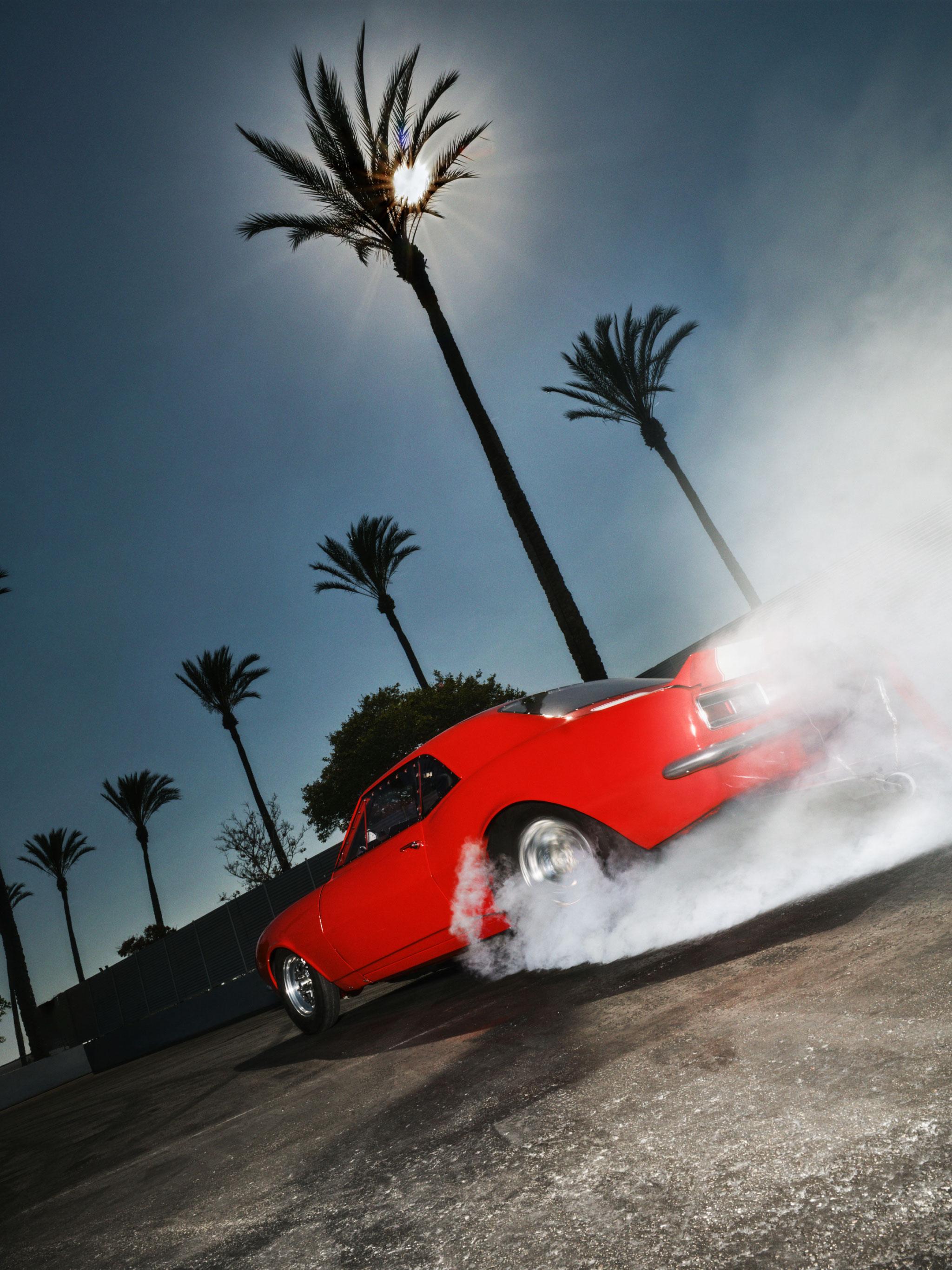 Red drifting car